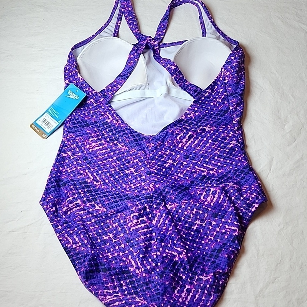 Speedo One-Piece Racerback Swimsuit Size 18 Purple & Pink NWT - Picture 5 of 6